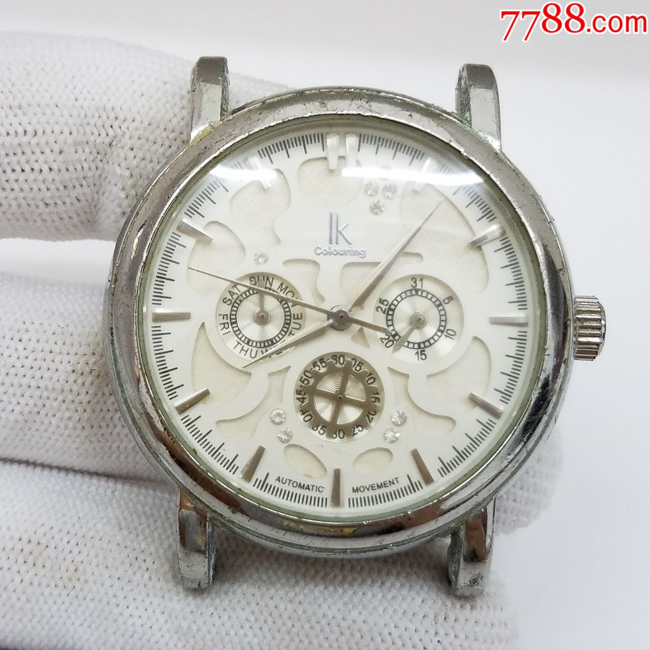 ik阿帕琦自动机械男表【放射拉丝纹小表盘】【透明底盖】【能走时】