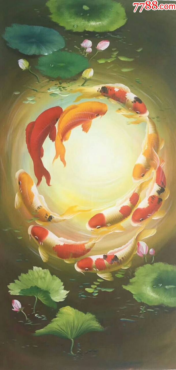 天来堂◆著名油画家张晨燕画作◆四尺年年有鱼单幅价格