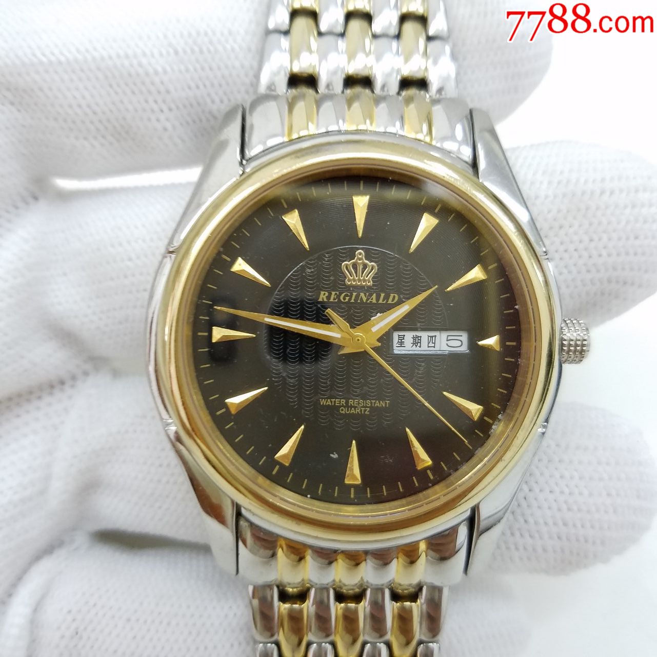 reginald皇冠电子男表【优雅间金表款】【金针,金刻度,金字】【走时