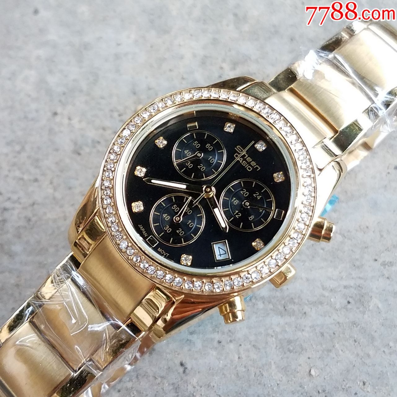 日本卡西欧电子计时女表【豪华闪钻外圈,闪钻刻度】,手表/腕表_第3