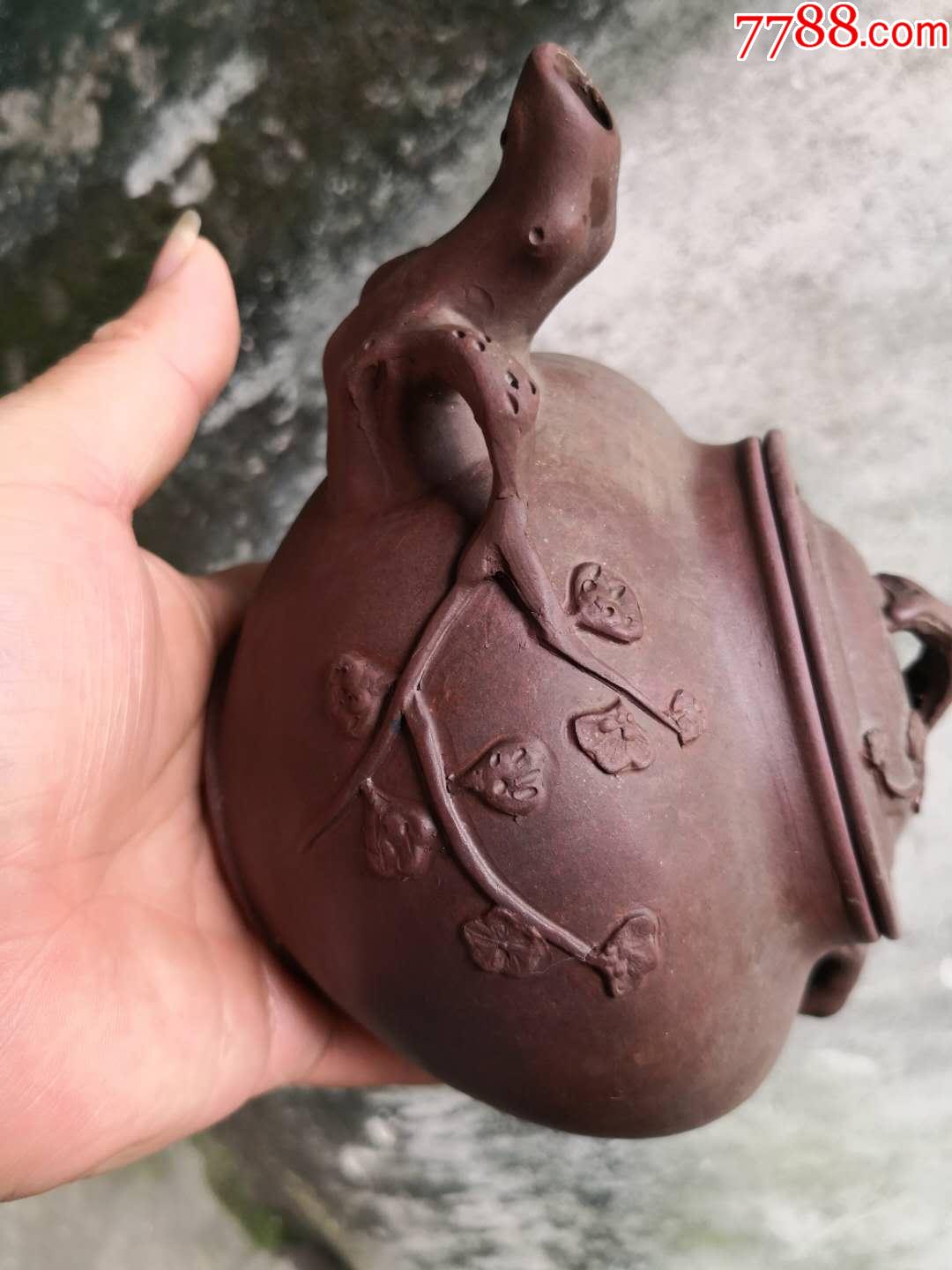 梅花紫砂茶壶(带漏斗):完整,750ml左右