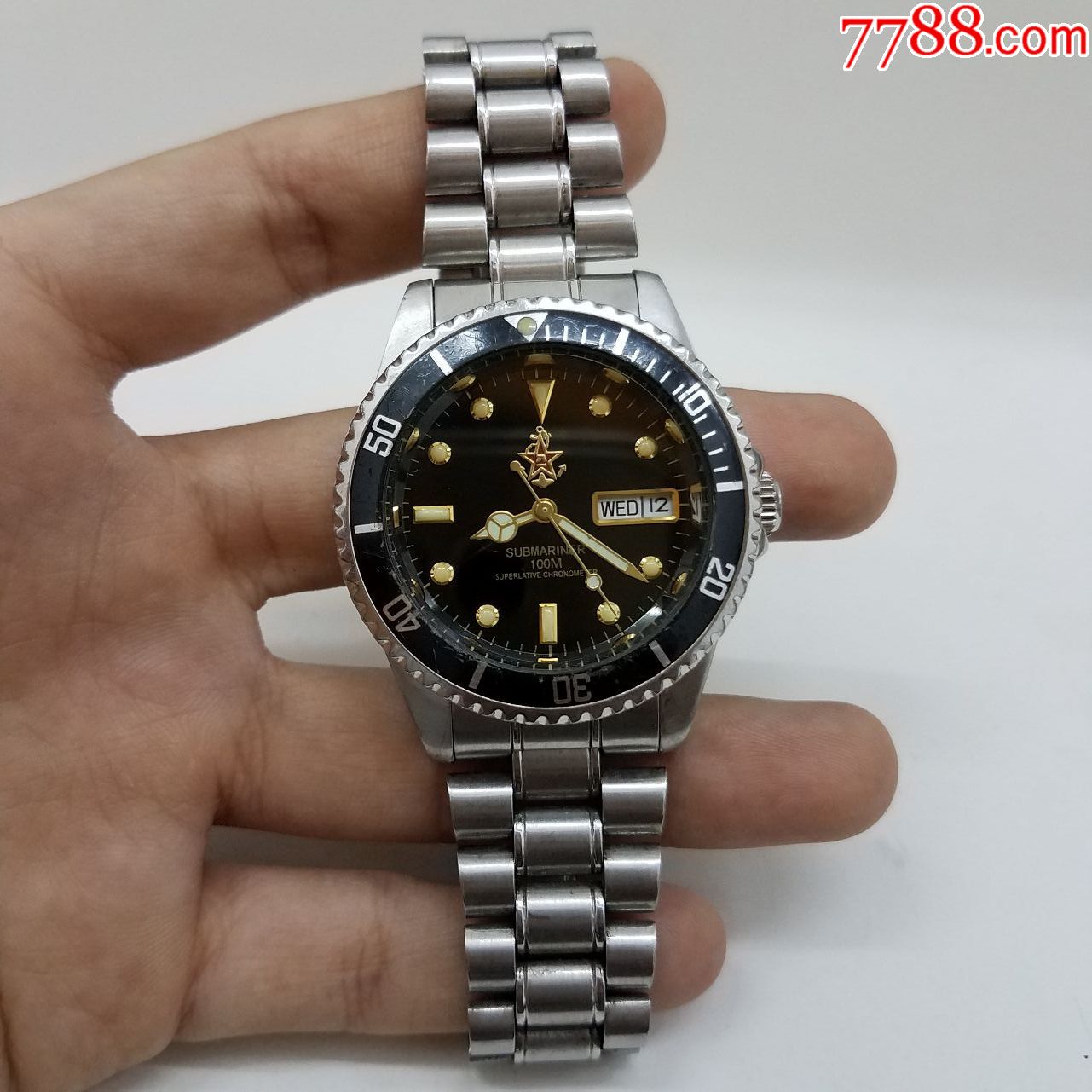 八一海*军特型潜水自动机械男表【夜光凶猛】【活动旋转外圈】【金针