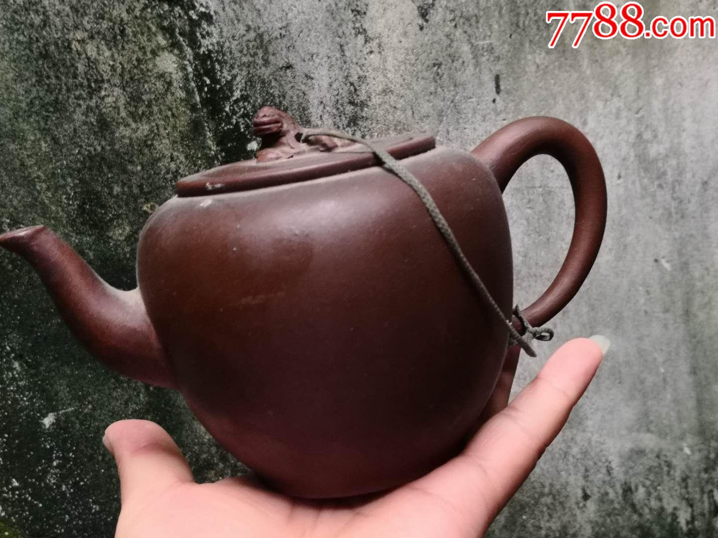 50年代(高狮灯)紫砂茶壶:700ml,完整无磕碰穿线,包真包老