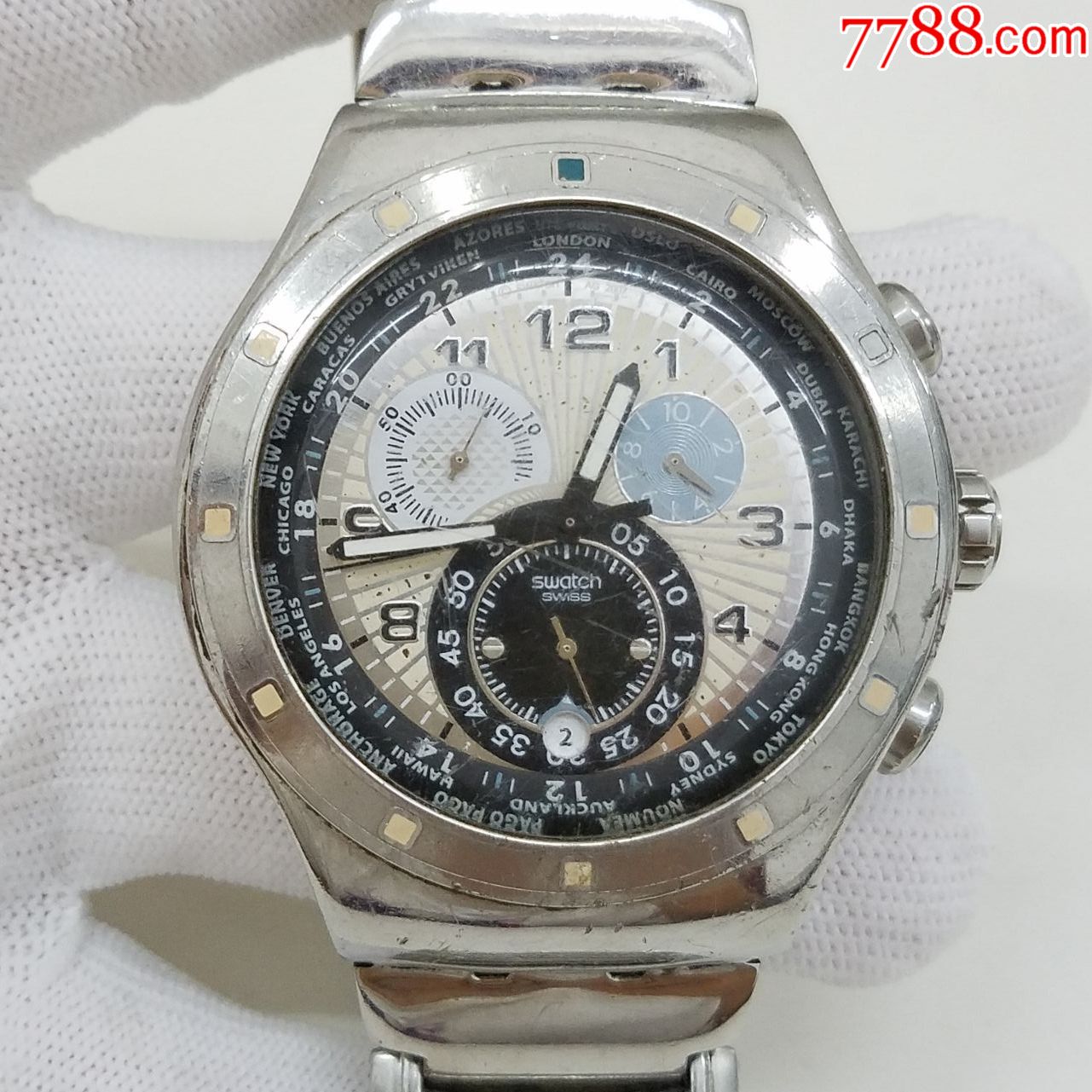 【大号】瑞士斯沃琪石英计时男表【瑞士v8认证机芯】【不走】【日历