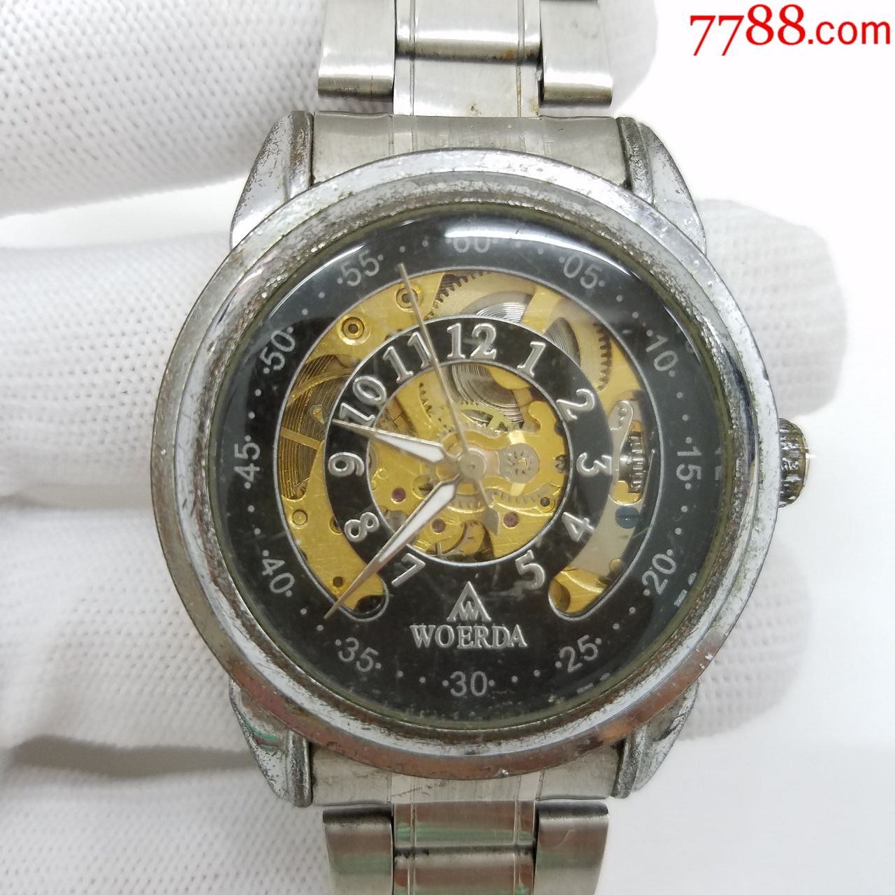 woerda沃尔达自动机械男表【镂空表款】【透明底盖】【不走】,手表