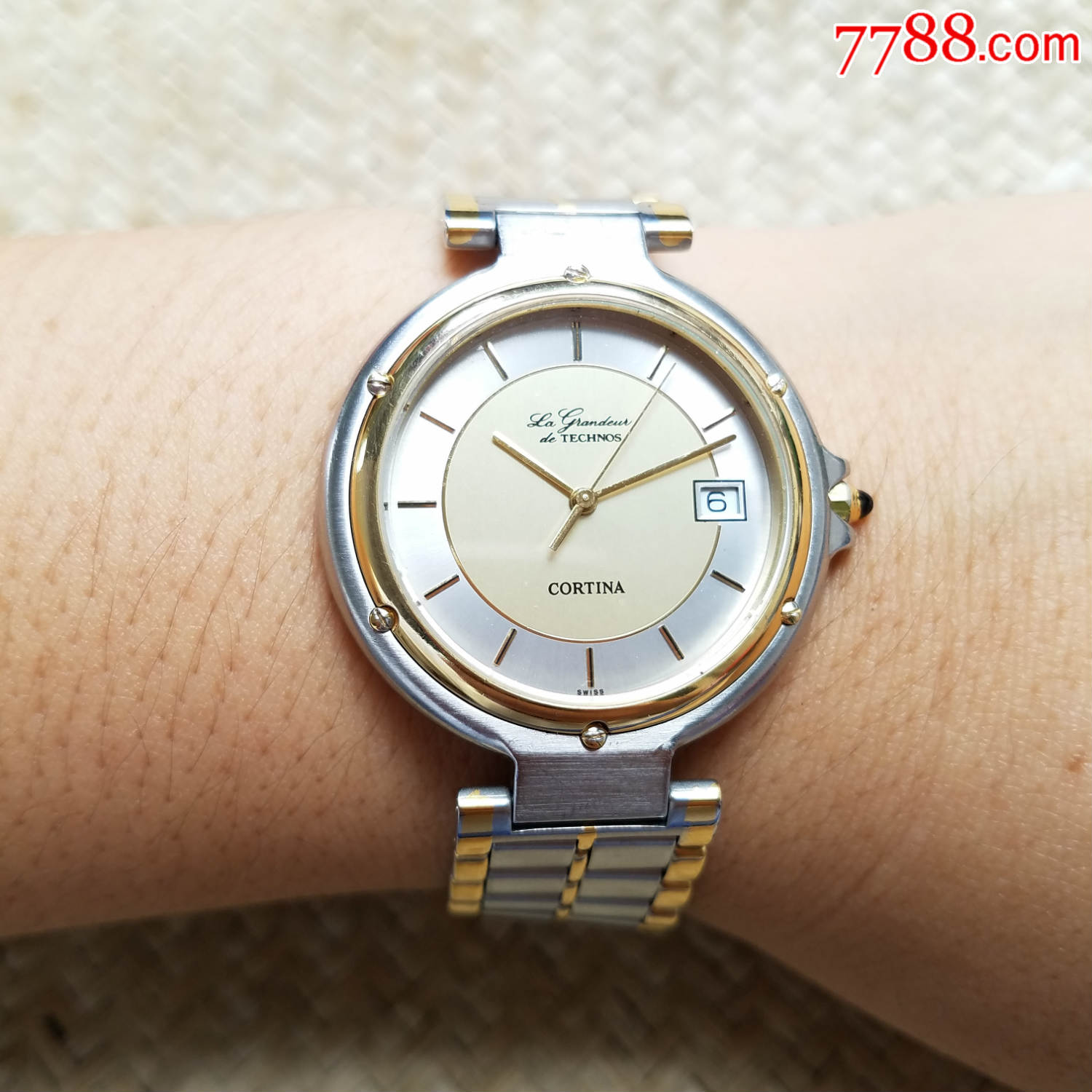 优雅间金-分离式表耳设计】瑞士technos天克诺-石英男表