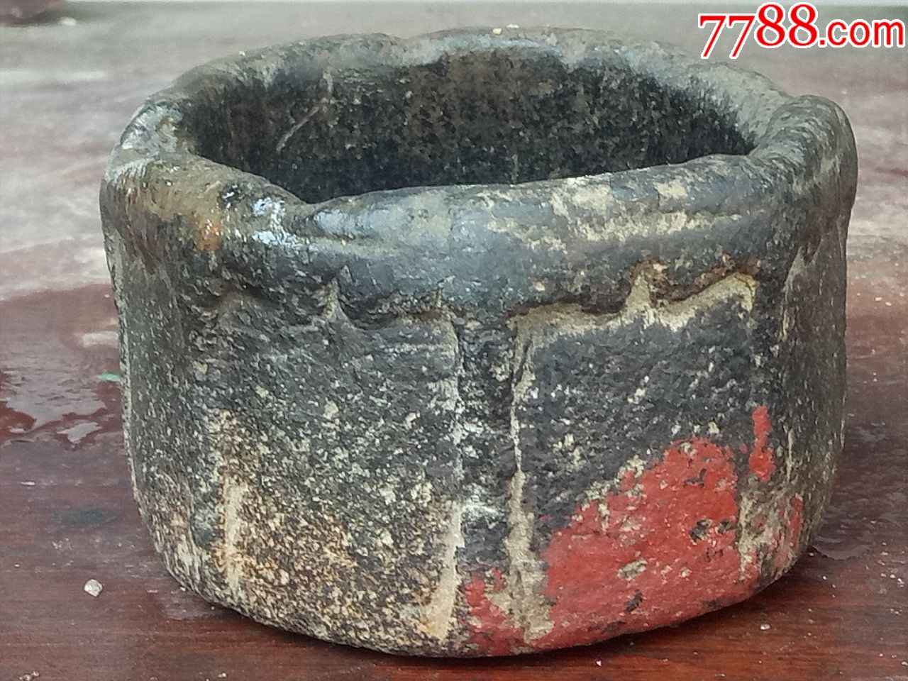 清代雕花八方石笔洗