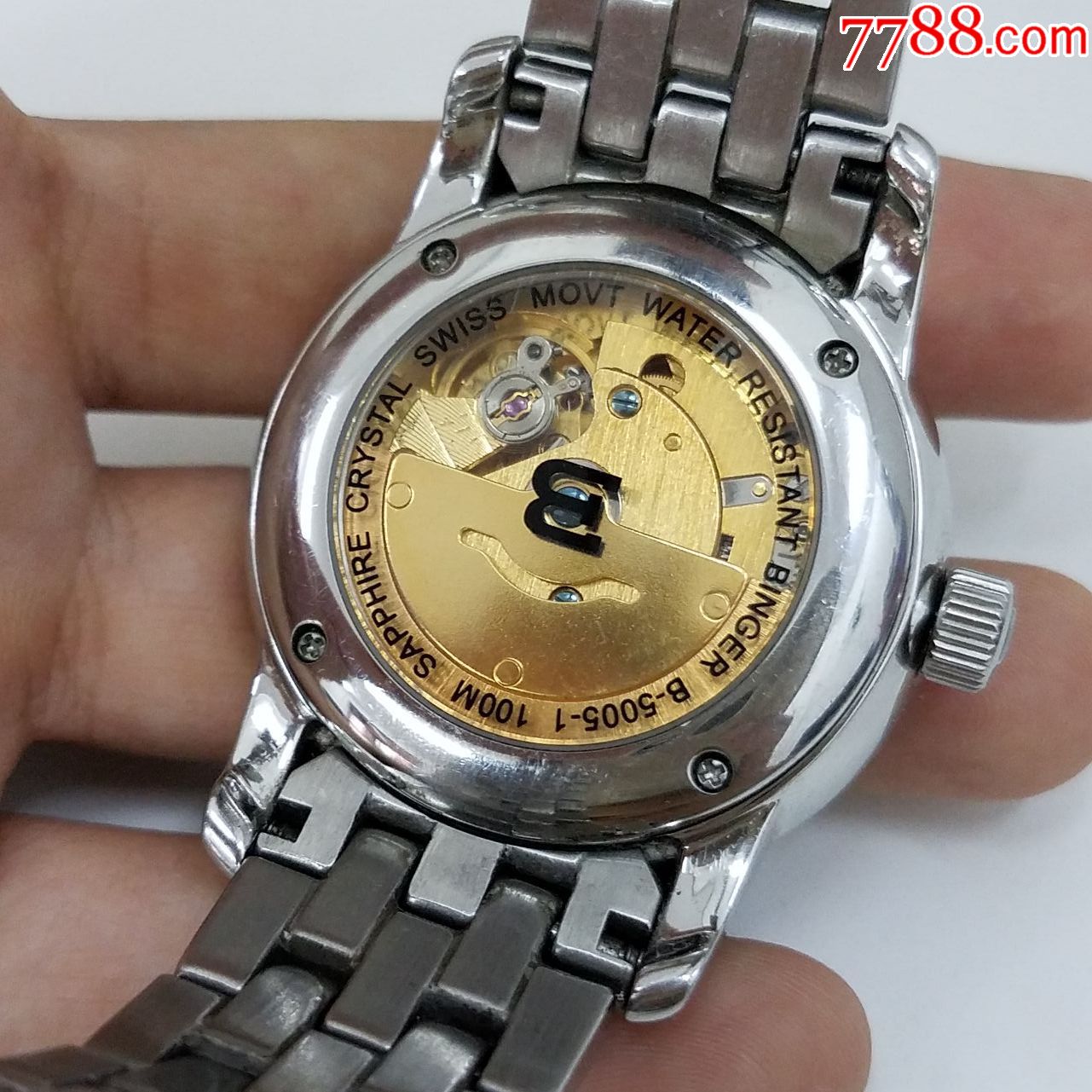 【美品】宾格自动机械男表【金机芯,机芯光亮.