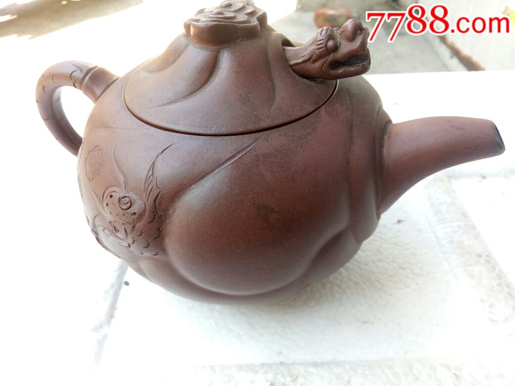 文革"方建芬"制龙首壶,口大,肚大,实用美观,盖小崩_紫砂壶_第4张
