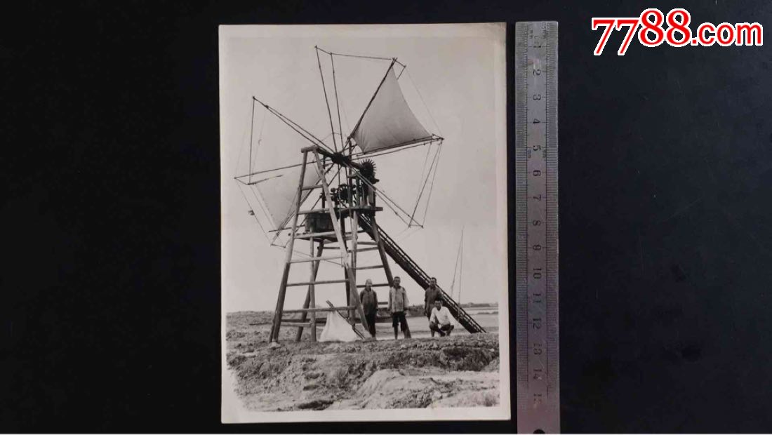 五十年代老照片盐文化台州温岭县盐务局下墩所人风两用高场程水车