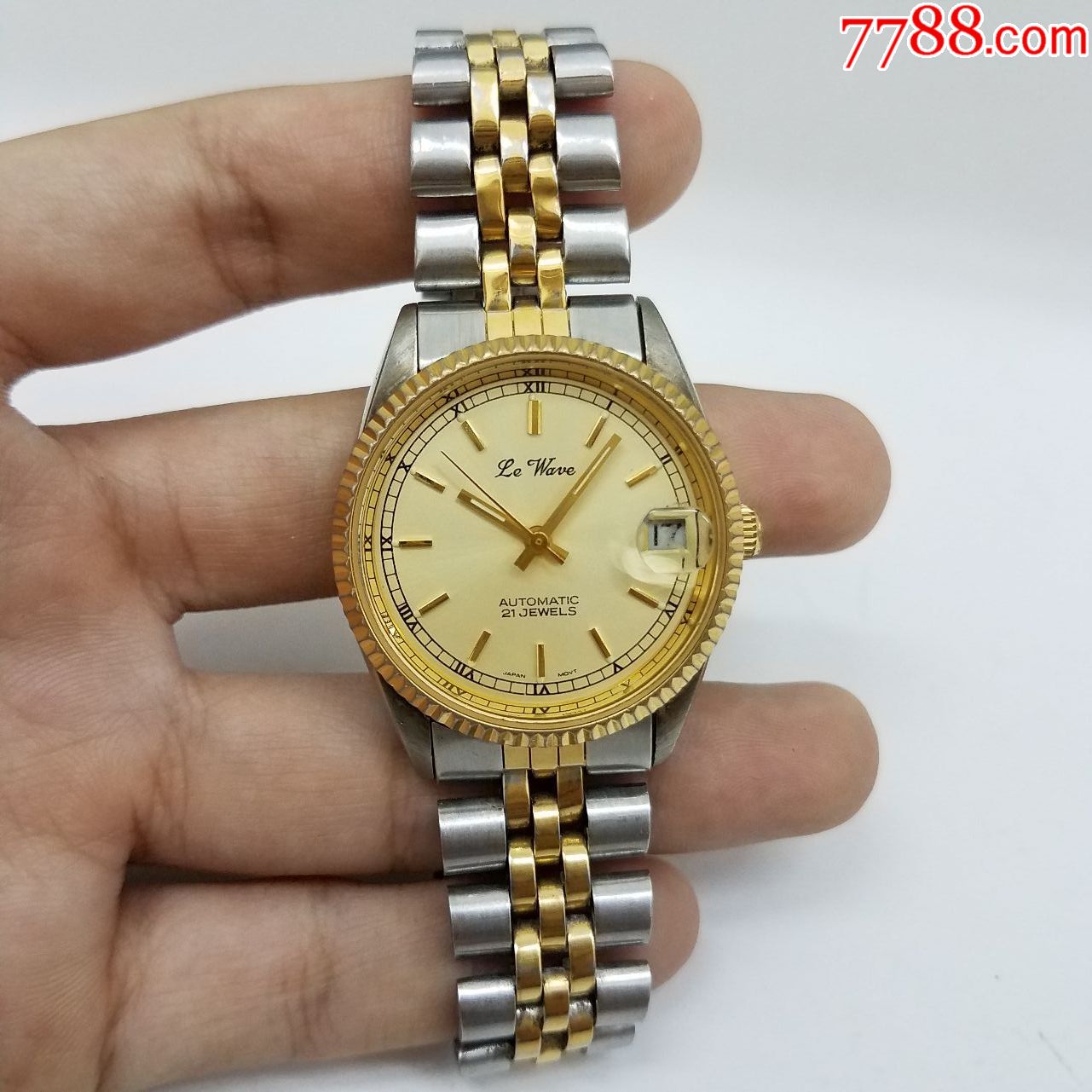 日本le-wave自动机械中性男表【机芯光亮】【间金表款】【漂亮拉丝纹