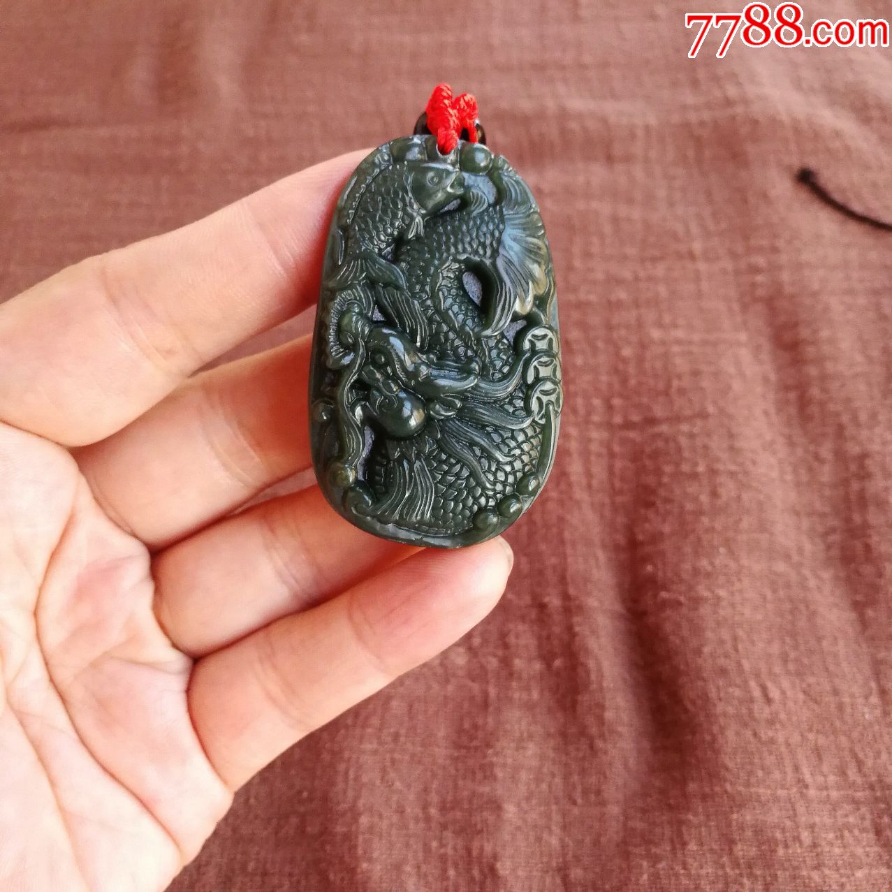 天然新疆和田玉青玉龙鱼化龙吊坠龙头鱼身挂坠