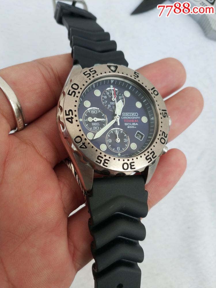 极品精工钛合金7t92蓝盘多功能计时潜水男表,手表/腕表_第18张