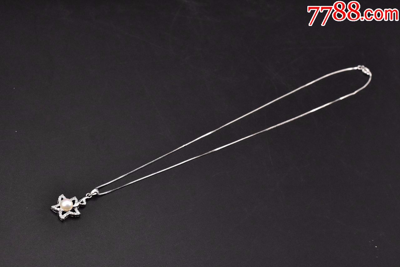 925银珍珠吊坠项链一条珍珠约尺寸6.0mm重量3.0g链长44cm