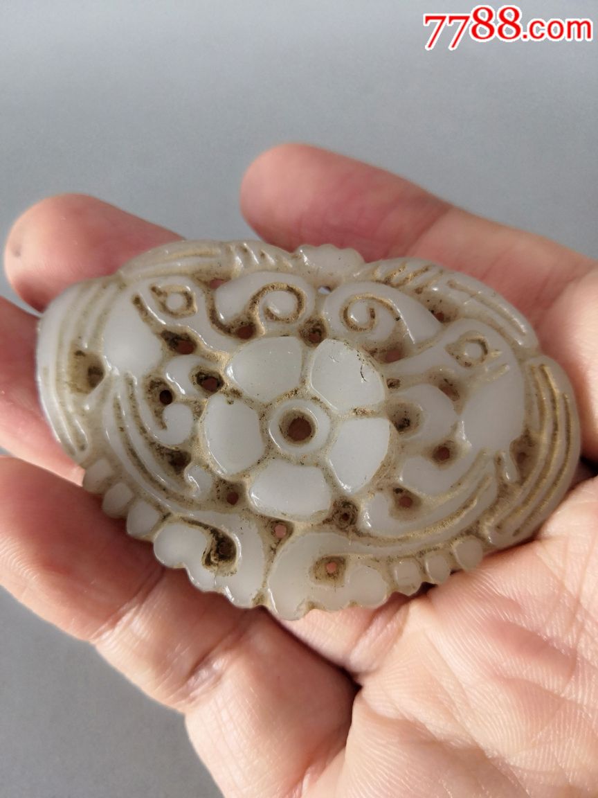 低拍清代老料器帽花