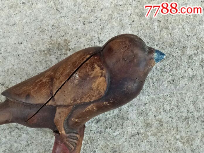 清代木雕鸟形拐杖