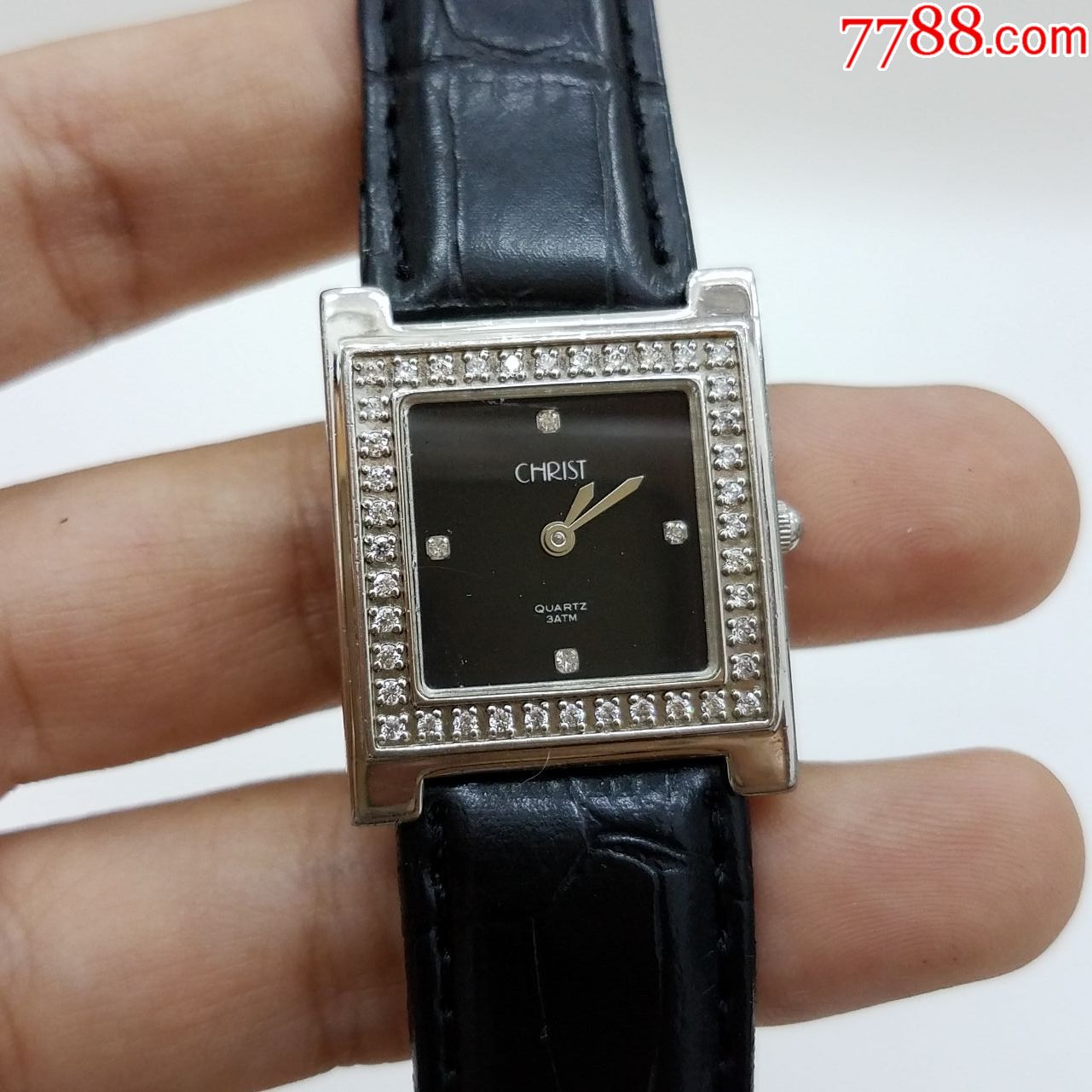 christ石英女表【搭载瑞士进口机芯】【独特方形表壳,闪钻刻度,闪钻