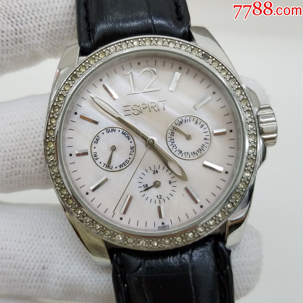 sprit电子男表【经典3眼天然贝壳纹表盘,闪钻外圈】【走时正常】_手表