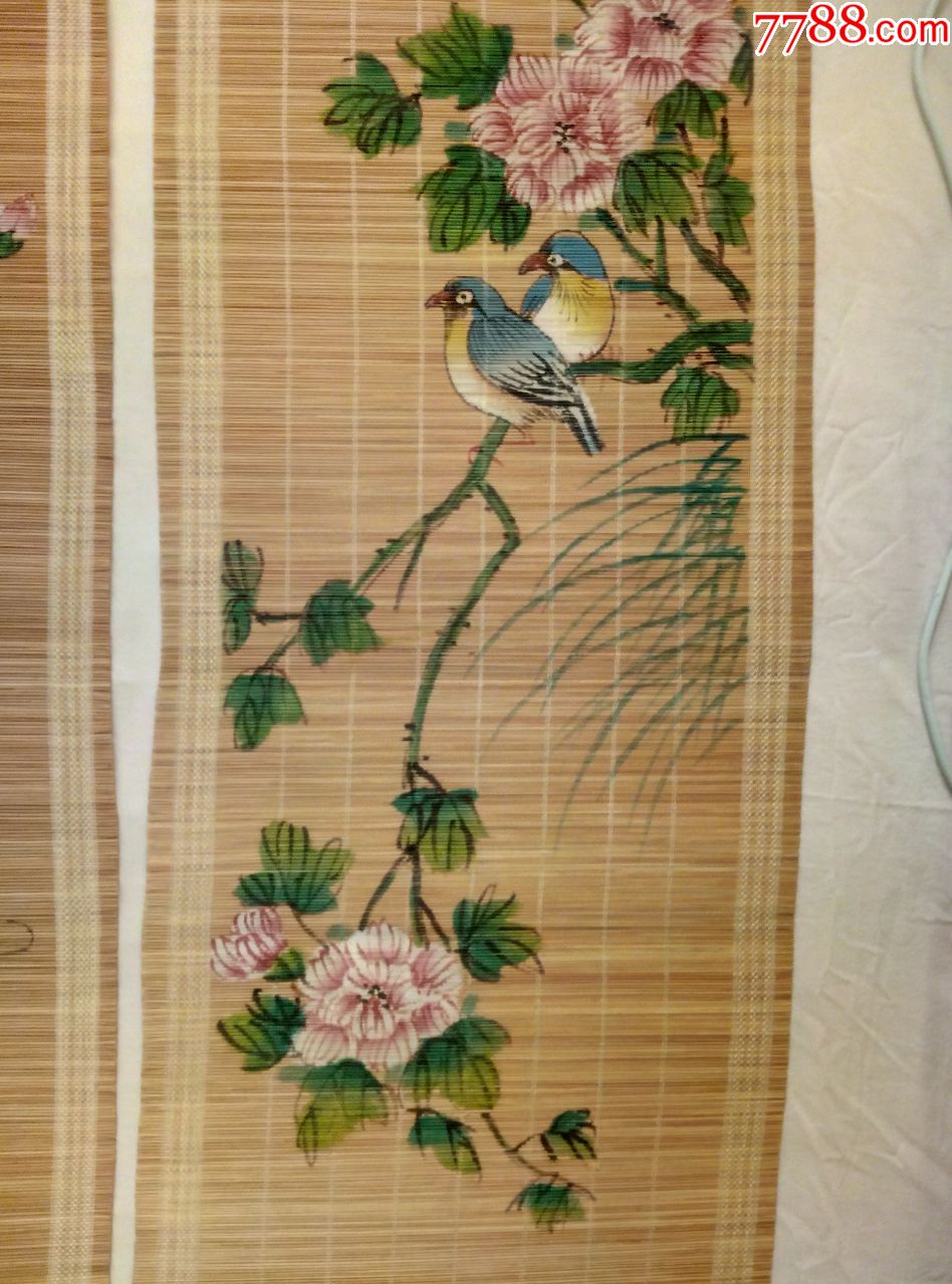 花鸟竹帘画