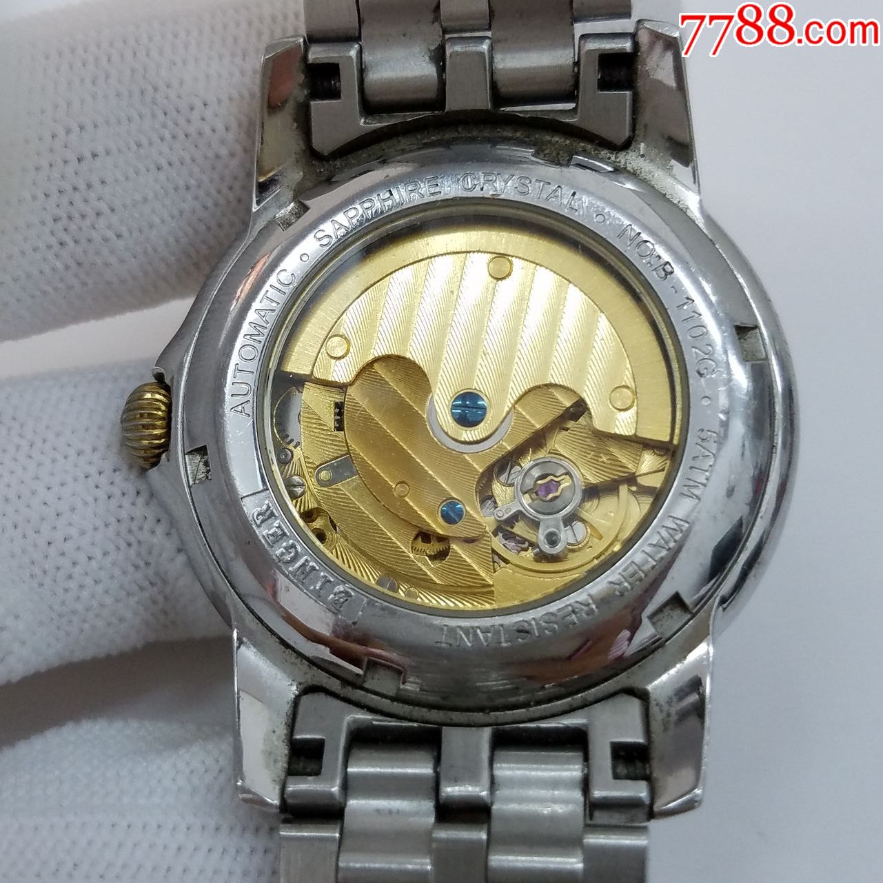 binger宾格自动机械男表【精磨机芯】【间金表款】【网纹表盘】【透明