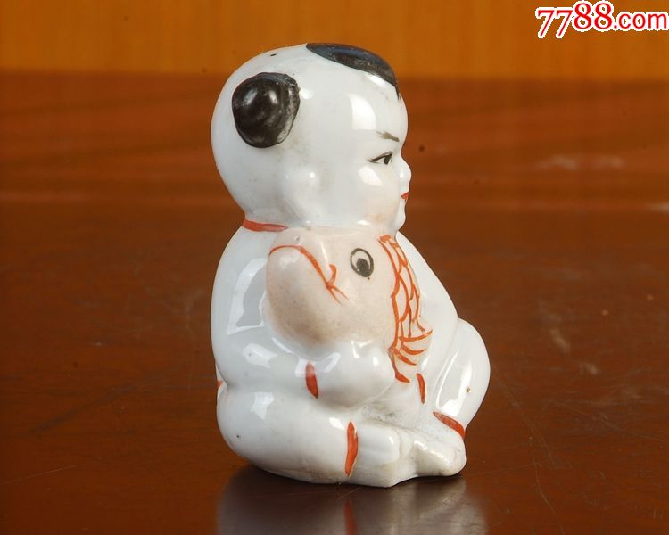 景德镇陶瓷/手绘薄胎年年有余小福娃(薄如纸)