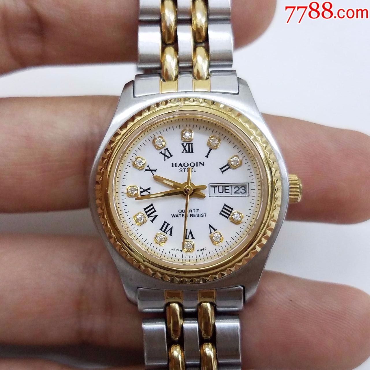 豪琴haoqin电子女表【间金表款】【漂亮闪钻罗马刻度,金针】【走时