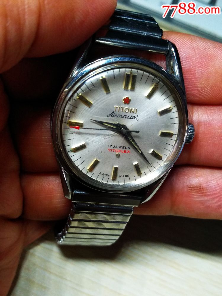 老古董老表收藏titoni瑞士梅花2801机芯男式机械手表腕表不走时