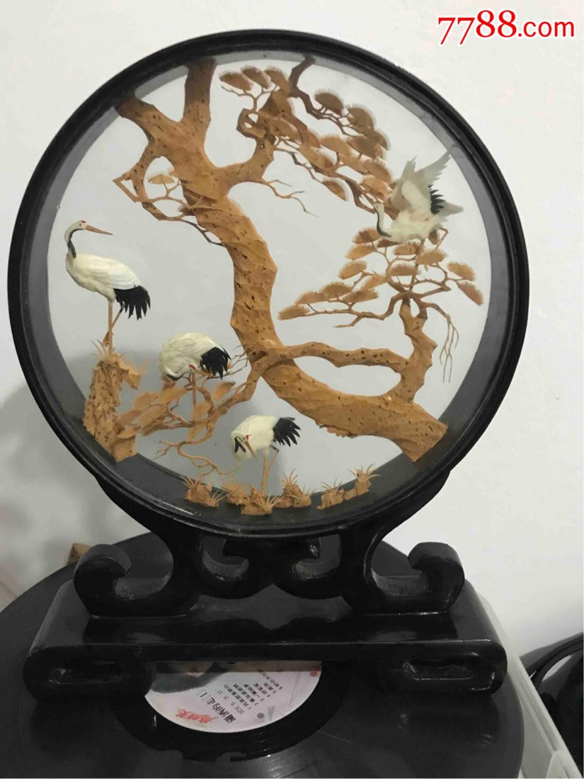 带原厂包装盒的福建四松鹤软木画(完好无损)