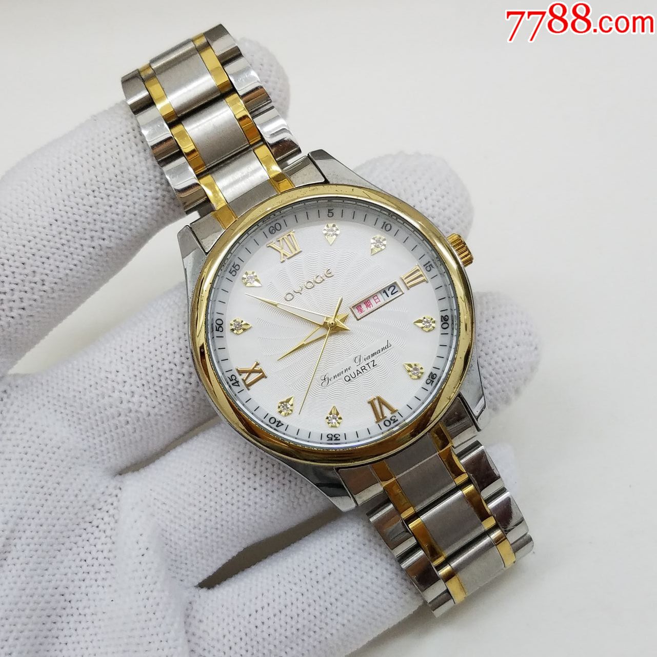 欧雅格电子男表【间金表款】【旋涡纹表盘】【闪钻金刻度】,手表/腕表