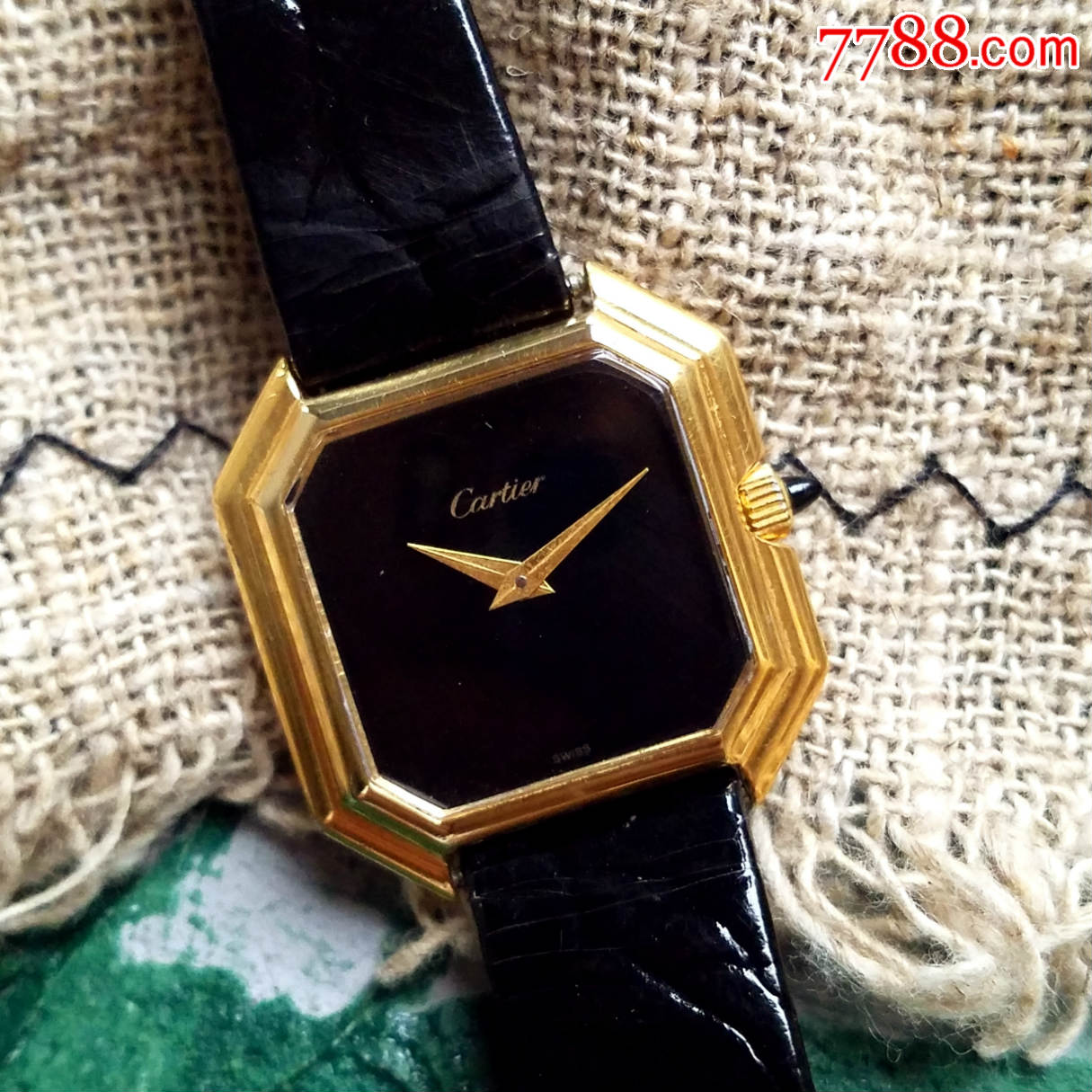 【18k包金表壳!独特八角形表壳!】瑞士奢侈名表:卡地亚-手卷机械-女表