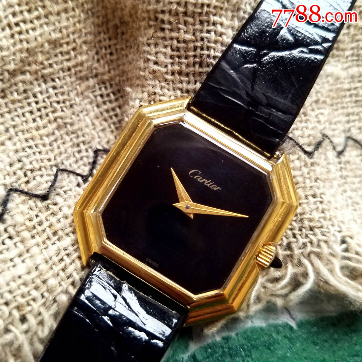 【18k包金表壳!独特八角形表壳!】瑞士奢侈名表:卡地亚-手卷机械-女表