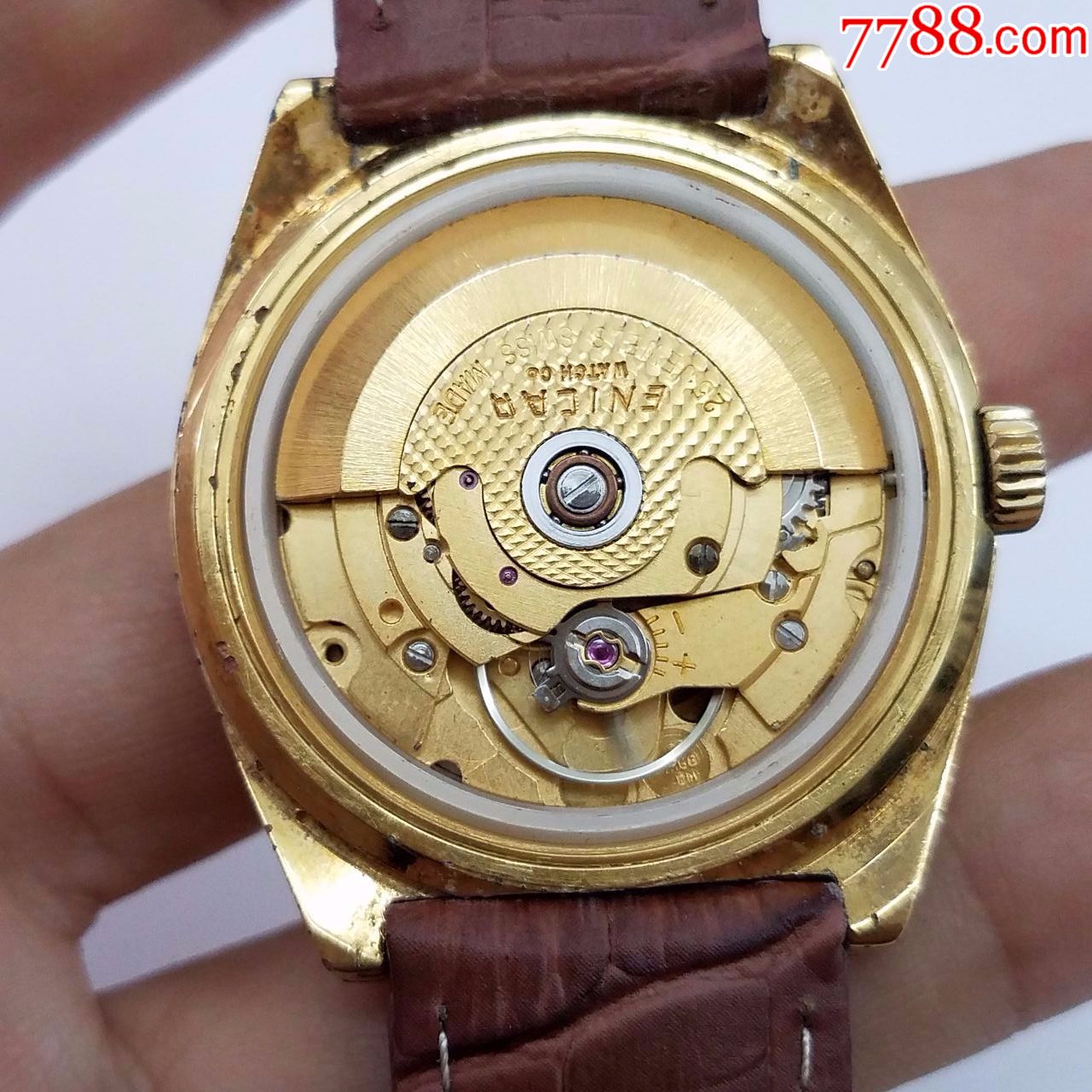 瑞士英纳格自动机械男表【2168金机芯,机芯光亮】【能走时,日历好使】