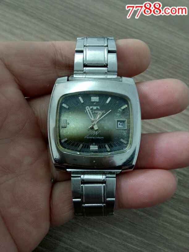 古董天克诺13钻电摆表,罕见大表径!