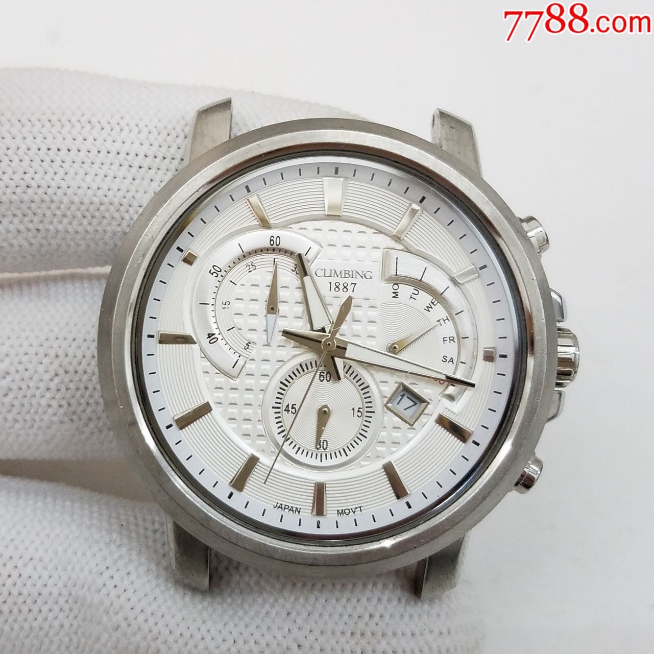 【大号】攀登电子计时男表【独特飞返星期圈】【方格纹表盘】【高闪