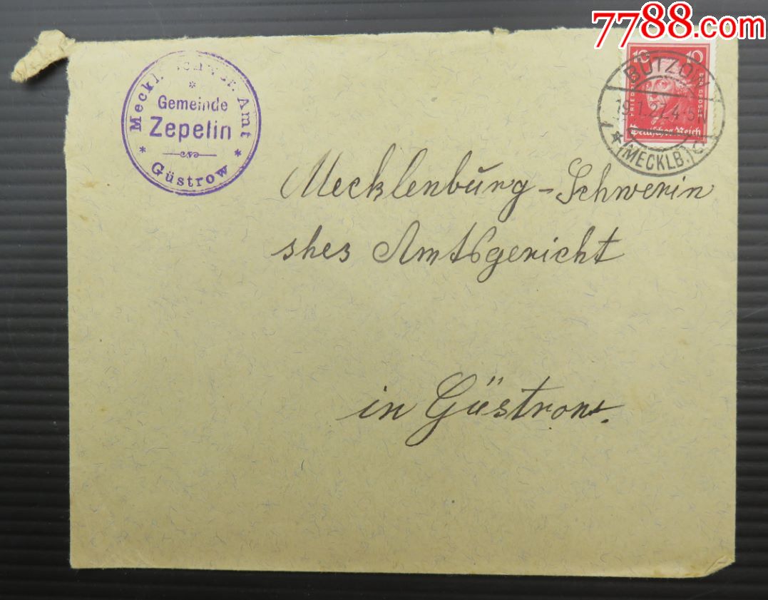 1927年1月19日德国(比措寄居斯特罗)实寄封贴