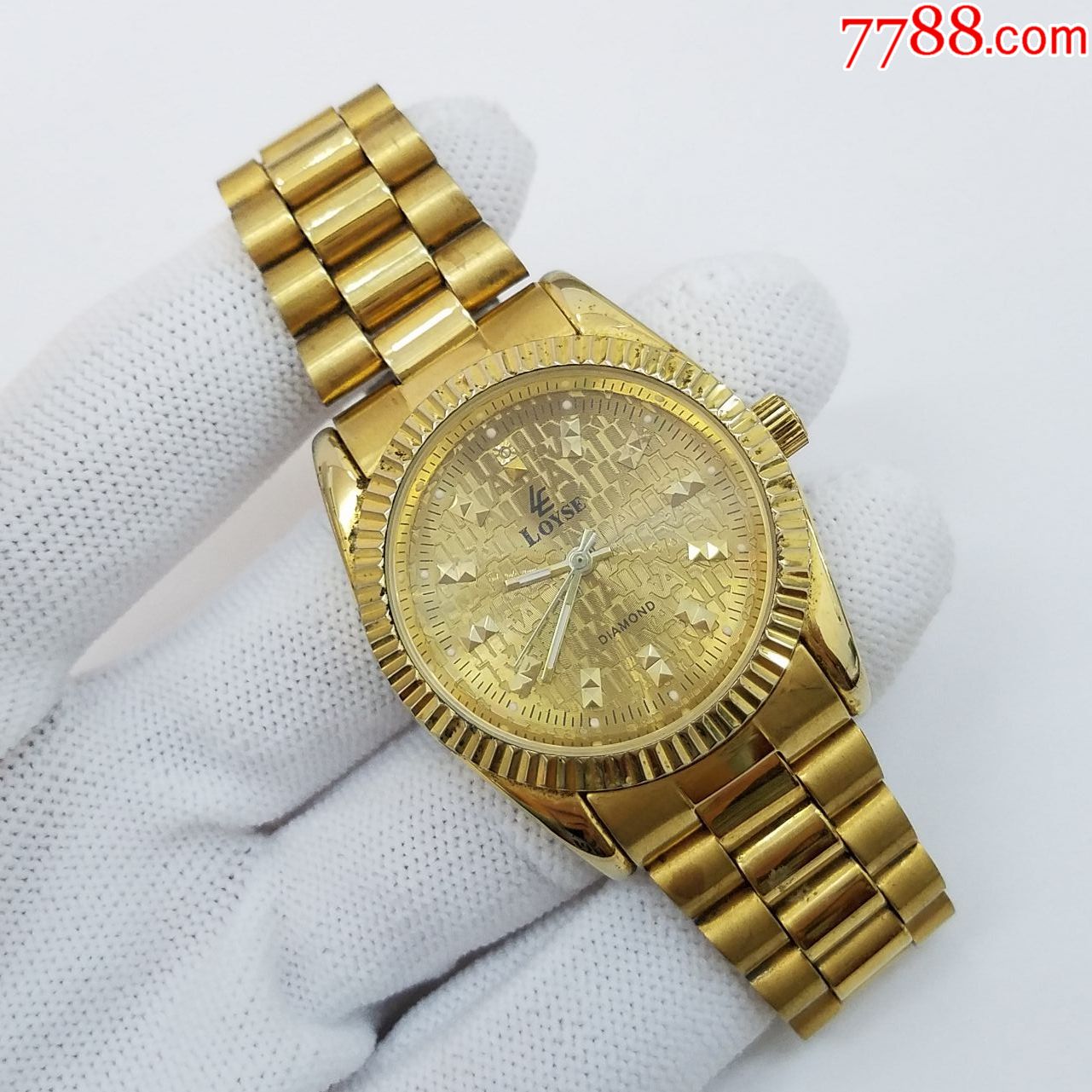 loyse电子男表【金表款】【漂亮放射拉丝纹金表盘】【闪亮立体金刻度
