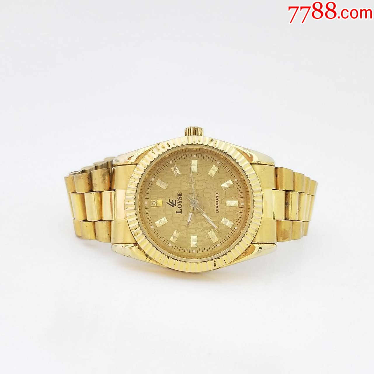 loyse电子男表【金表款】【漂亮放射拉丝纹金表盘】【闪亮立体金刻度