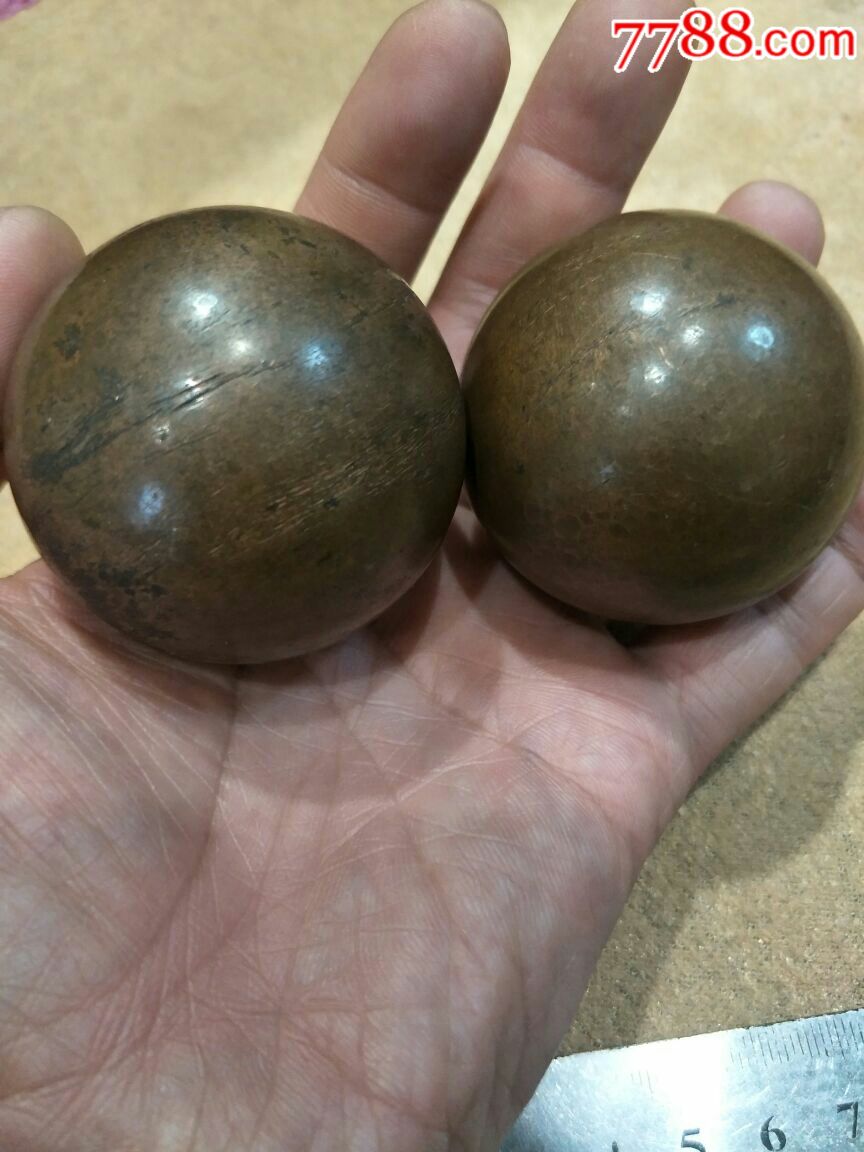 老铜手球一对