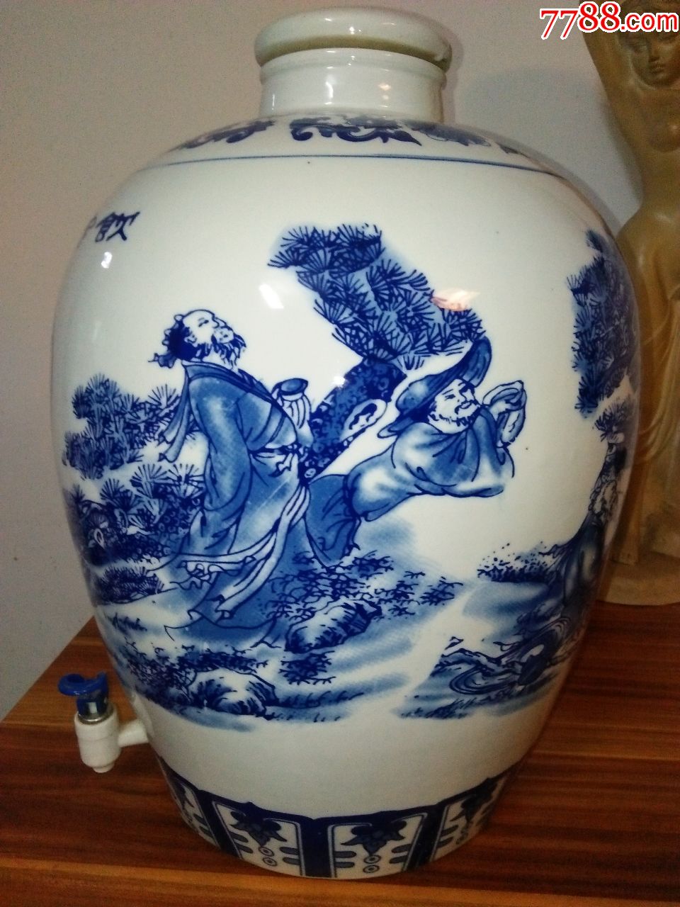 【饮中八仙图】青花人物超大酒坛(高48厘米,详情请看简介和图),青花瓷