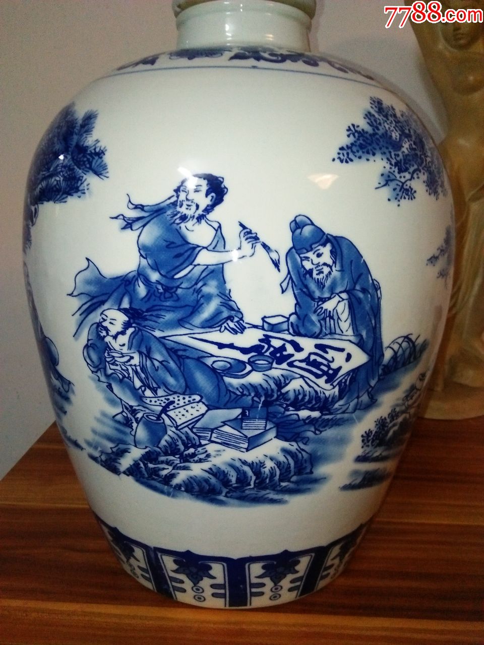 【饮中八仙图】青花人物超大酒坛(高48厘米,详情请看简介和图),青花瓷