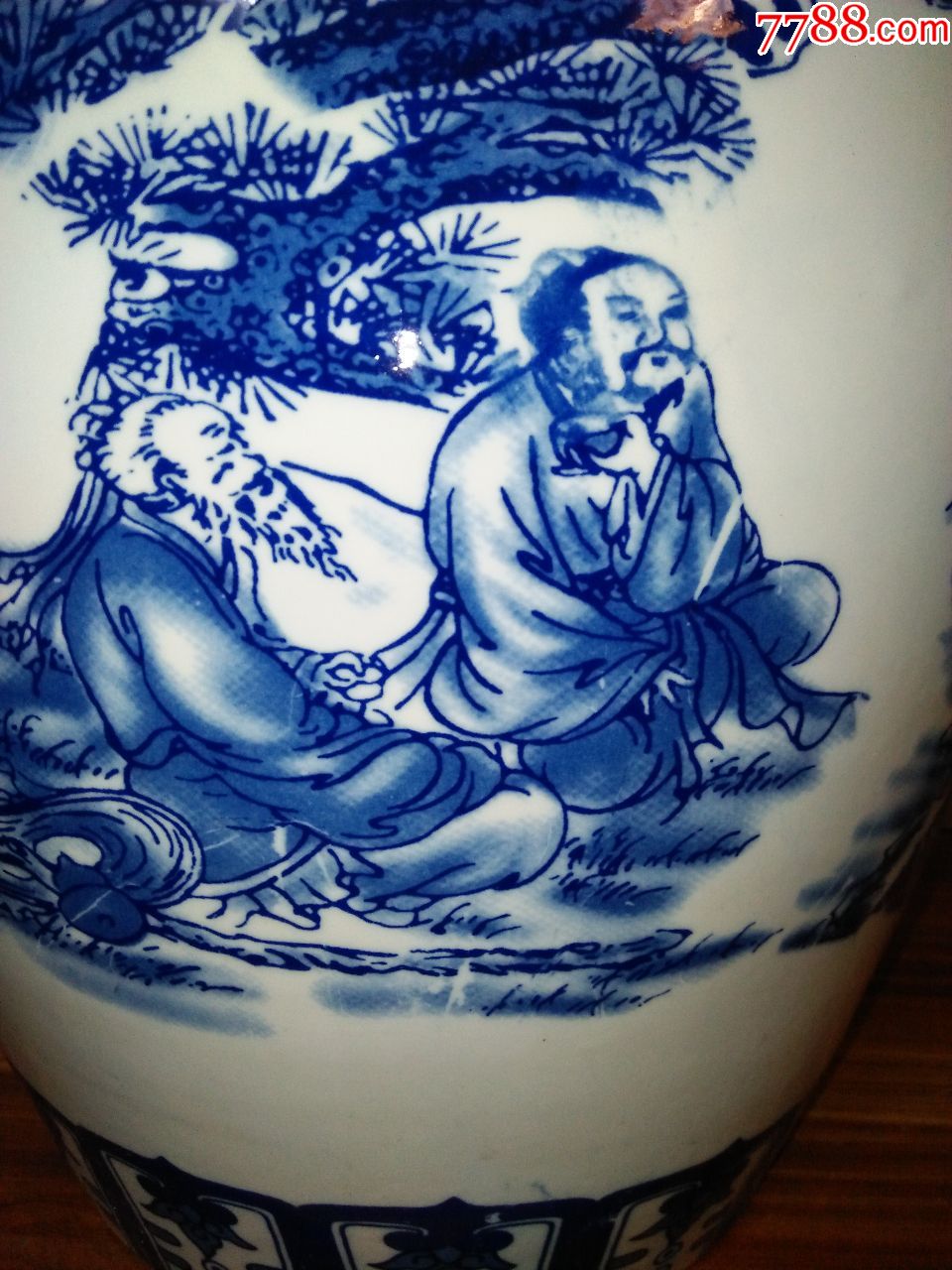 【饮中八仙图】青花人物超大酒坛(高48厘米,详情请看简介和图),青花瓷