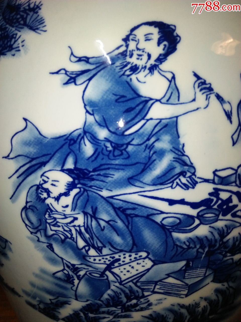 【饮中八仙图】青花人物超大酒坛(高48厘米,详情请看简介和图),青花瓷