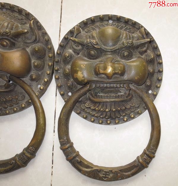 铜大门环一对饕餮大门环