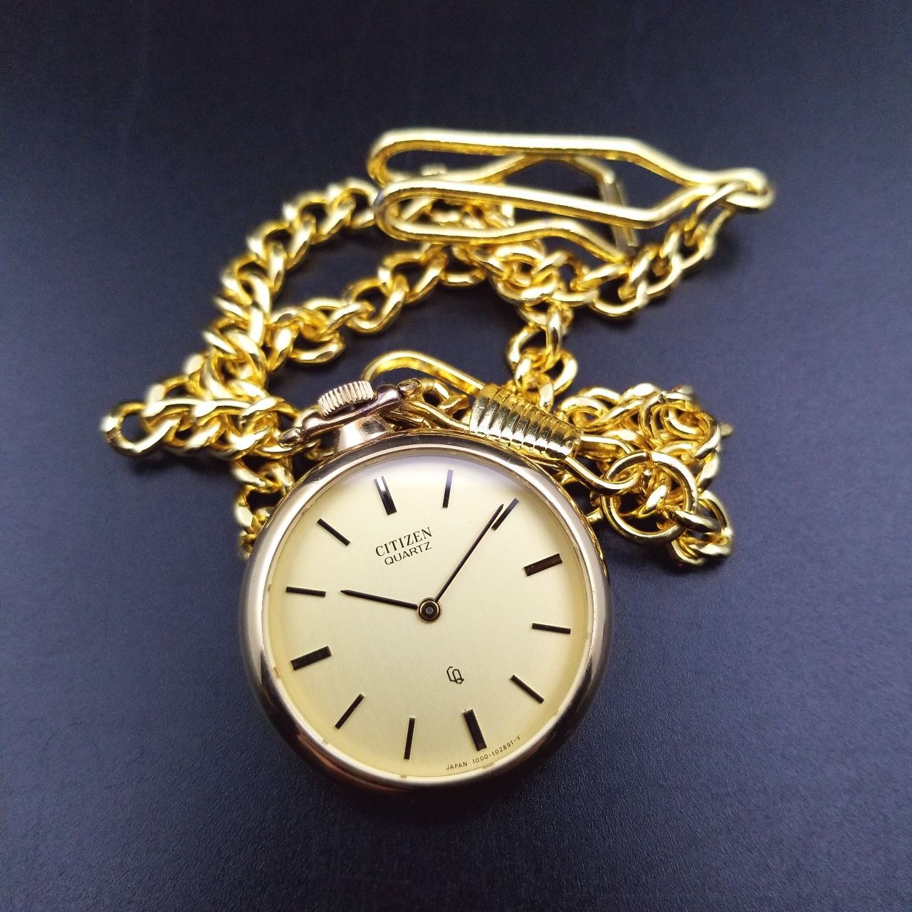 【精美日式风格花纹底盖】-日本citizen西铁城-石英怀表