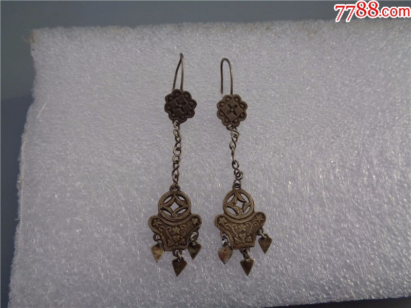 民国时期银质首饰耳坠一对