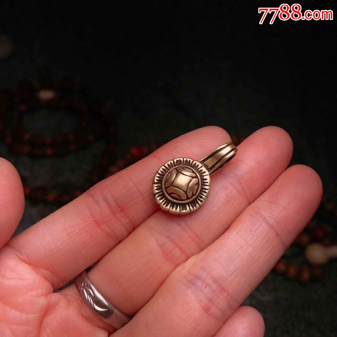 藏传黄铜四象卡子金刚菩提配饰小卡子