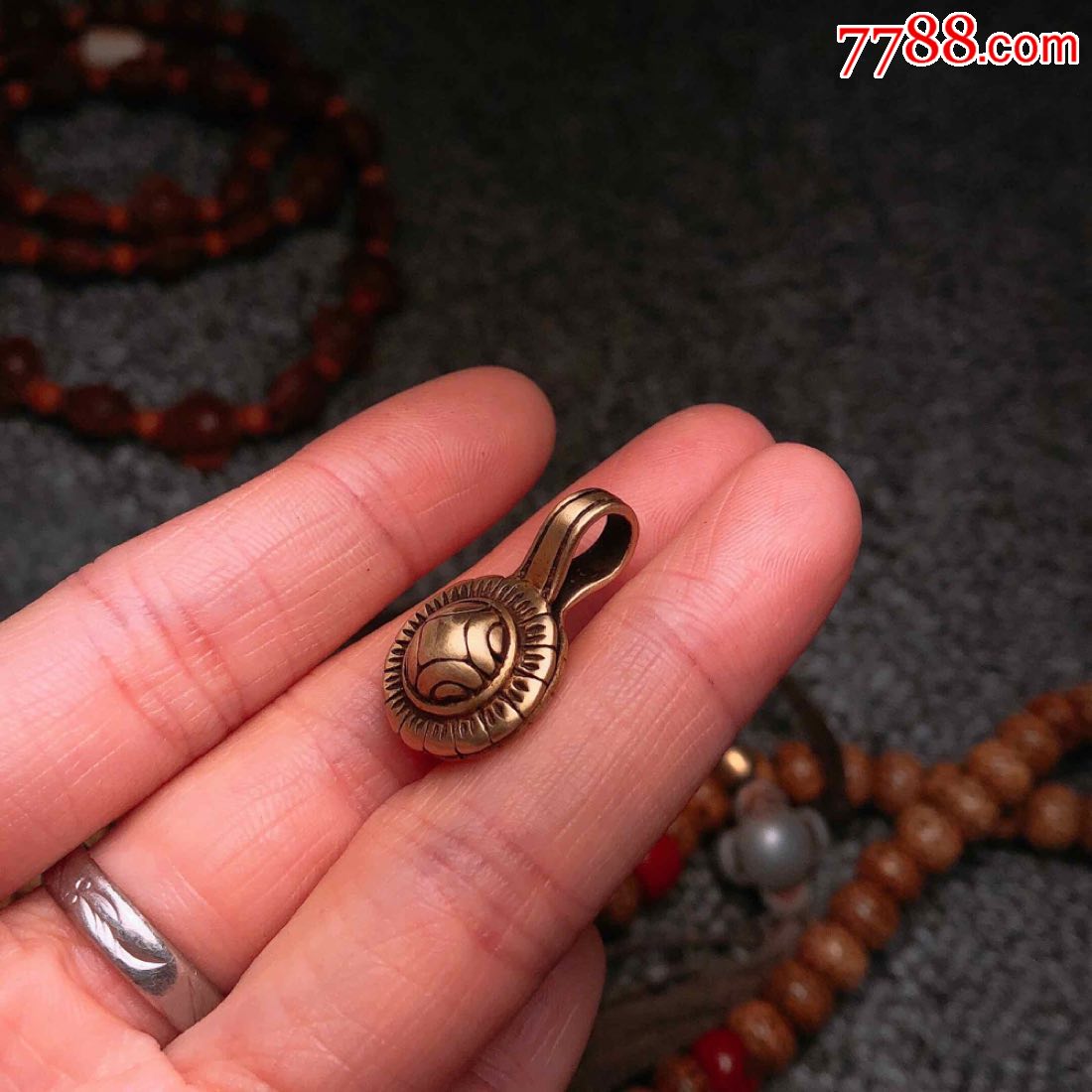 藏传黄铜四象卡子金刚菩提配饰小卡子