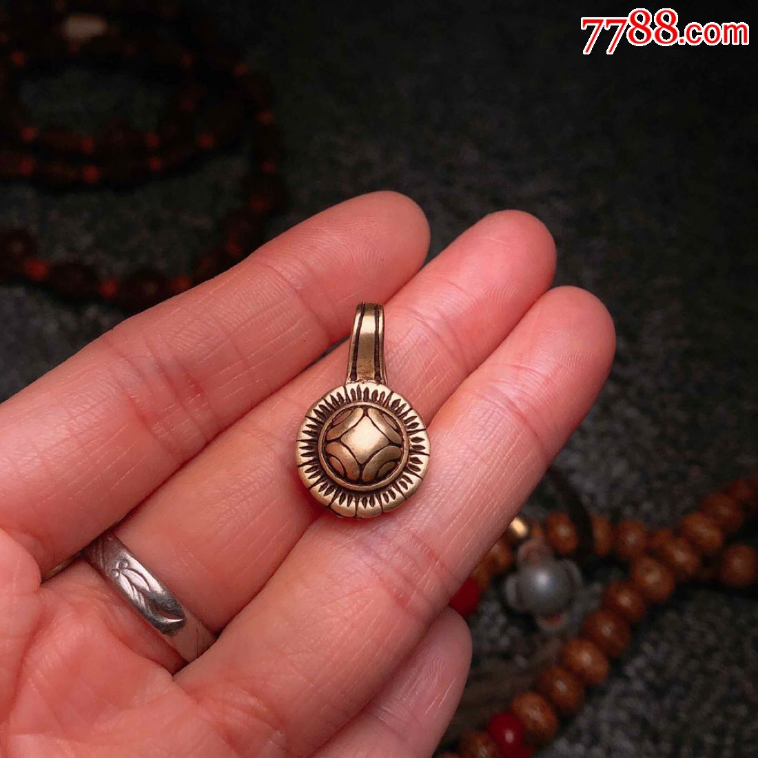 藏传黄铜四象卡子金刚菩提配饰小卡子