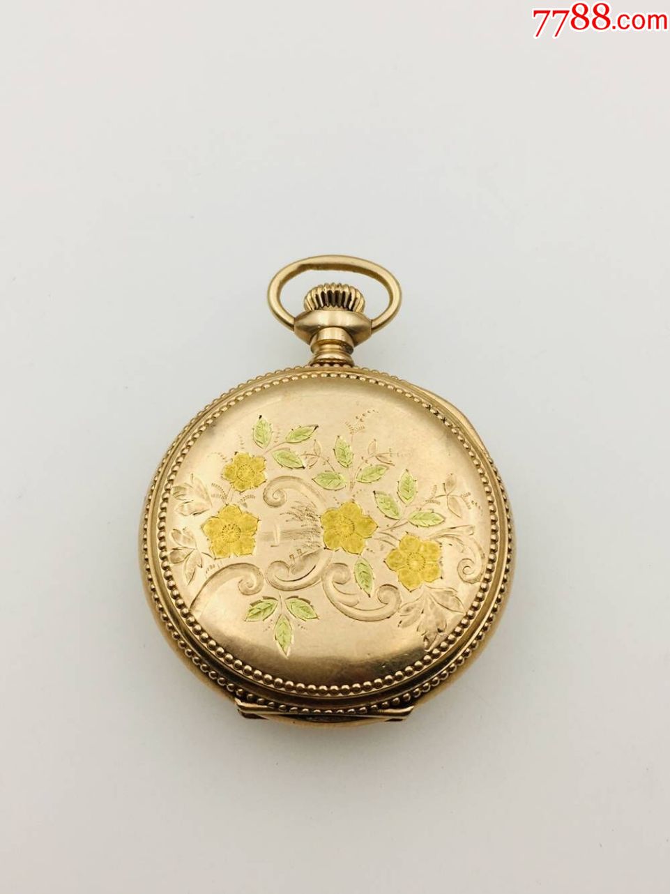 美国产多色金彩金三开门elgin/埃尔金古董老怀表--正常走时调时间!