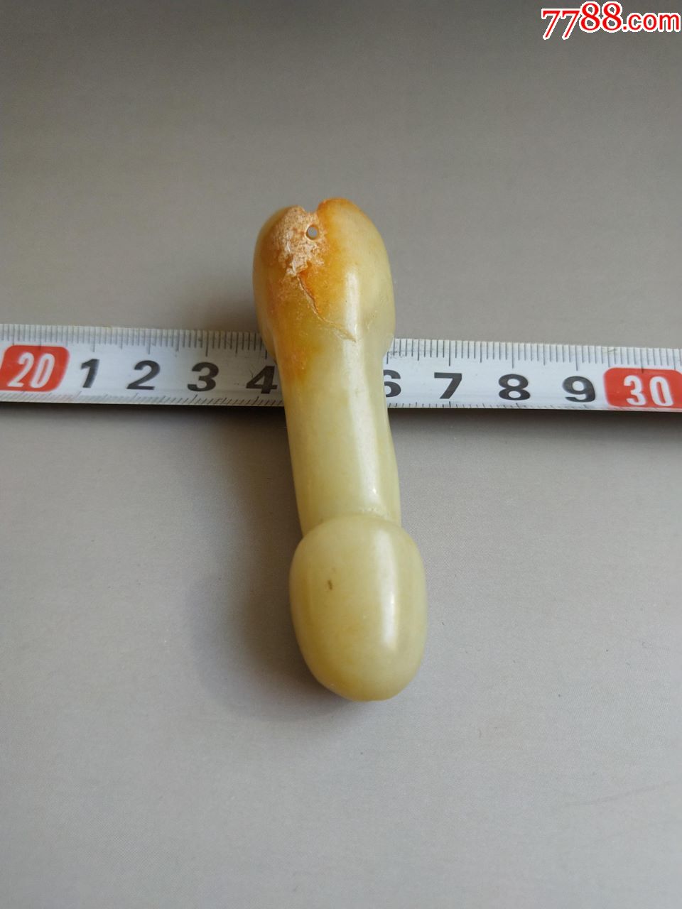 老货38g玉圆雕生殖崇拜图腾手把件